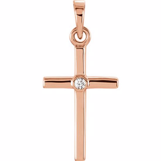 R42325:104:P 14kt Rose .01 CTW Diamond Cross 19x8.95mm Pendant  