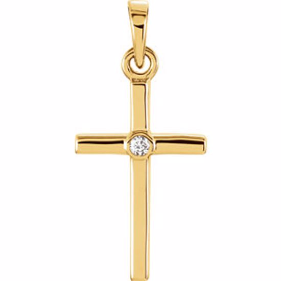 R42325:101:P 14kt Yellow .01 CTW Diamond Cross 19x8.95mm Pendant  