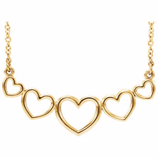 86090:101:P 14kt Yellow Graduated Heart 17.3" Necklace