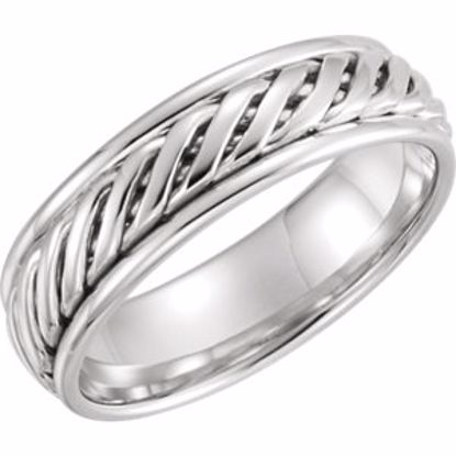 51298:007:P 14kt White 6mm Grooved Band  Size 7