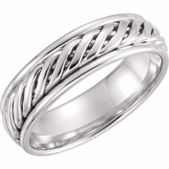 51298:0085:P 14kt White 6mm Grooved Band  Size 8.5