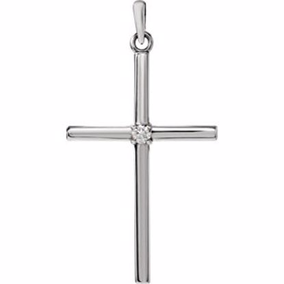 R42326:115:P 14kt White .03 CTW Diamond Cross Pendant