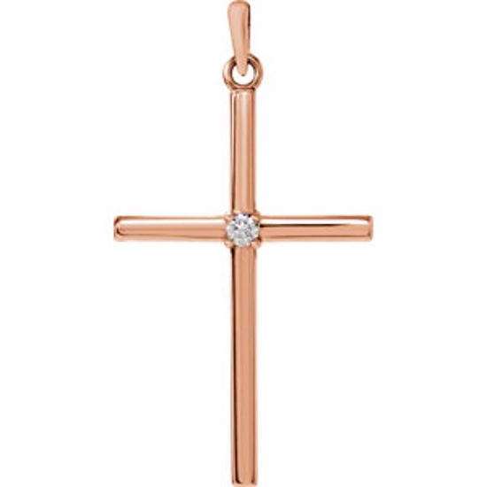 R42326:116:P 14kt Rose .03 CTW Diamond Cross Pendant