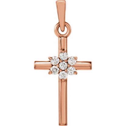 R42324:114:P 14kt Rose .07 CTW Diamond Cross Pendant