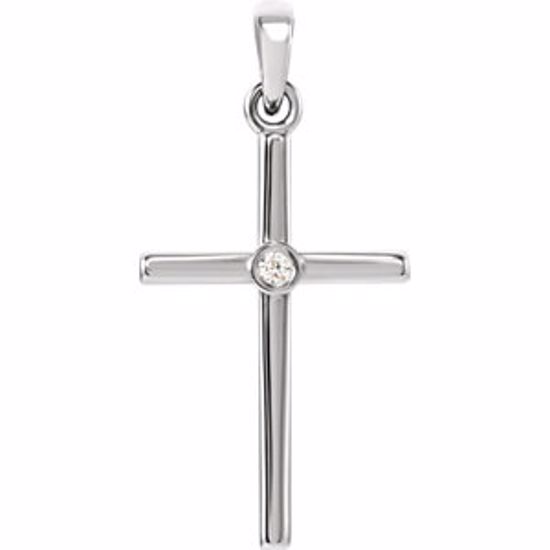 R42325:106:P 14kt White .015 CTW Diamond Cross 22.75x11.3mm Pendant  