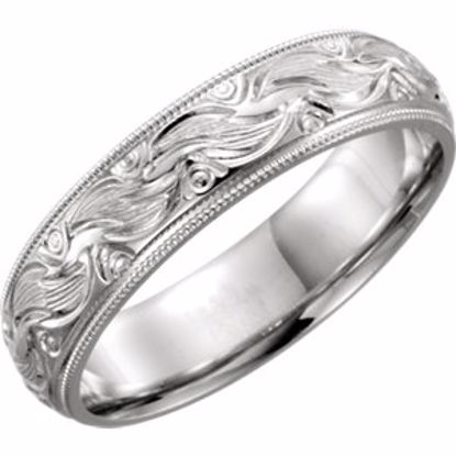 51328:115:P Platinum 6mm Hand-Engraved Band Size 15