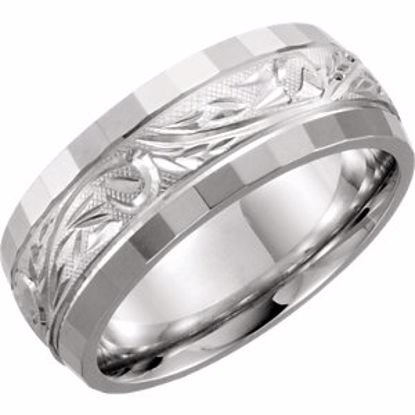 51394:107:P Platinum 7.5mm Hand-Engraved Band Size 7