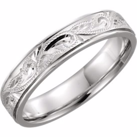 51326:105:P Platinum 5mm Hand-Engraved Band Size 5