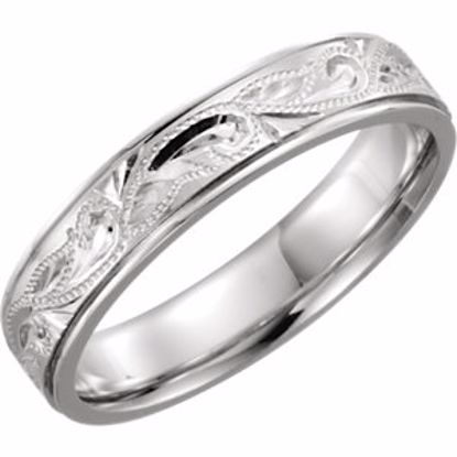 51326:114:P Platinum 5mm Hand-Engraved Band Size 14
