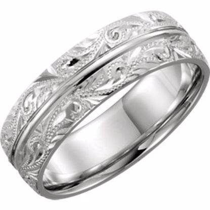 51325:115:P Platinum 7mm Hand-Engraved Band Size 15