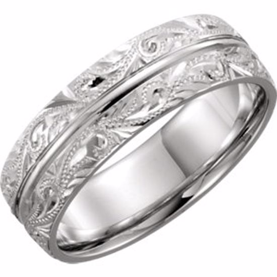 51325:115:P Platinum 7mm Hand-Engraved Band Size 15