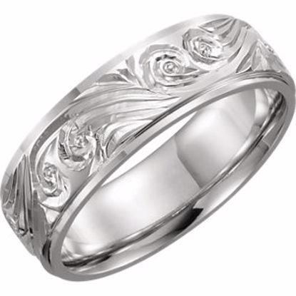 51324:109:P Platinum 6mm Hand-Engraved Band Size 9