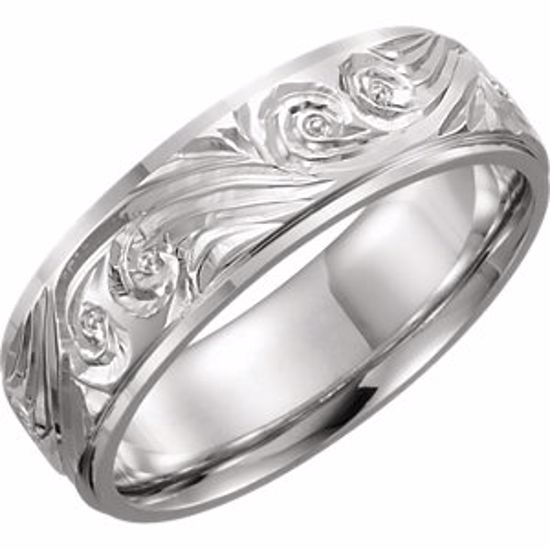 51324:111:P Platinum 6mm Hand-Engraved Band Size 11