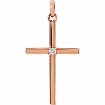 R42326:112:P 14kt Rose .02 CTW Diamond Cross Pendant