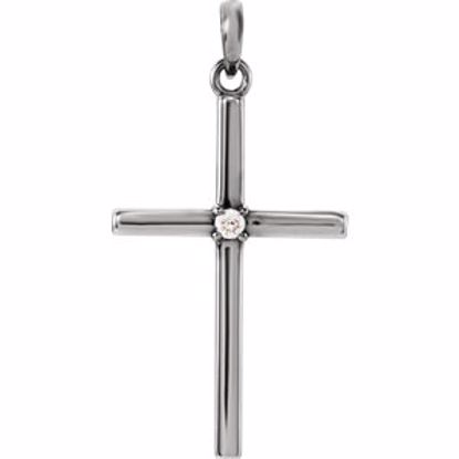 R42326:111:P 14kt White .02 CTW Diamond Cross Pendant