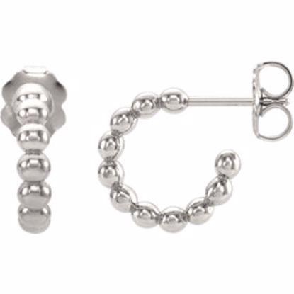 86095:1004:P Continuum Sterling Silver 12mm Beaded Hoop Earrings