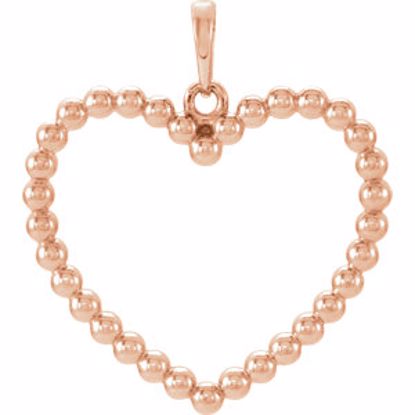 86096:1003:P 14kt Rose Beaded Heart Pendant