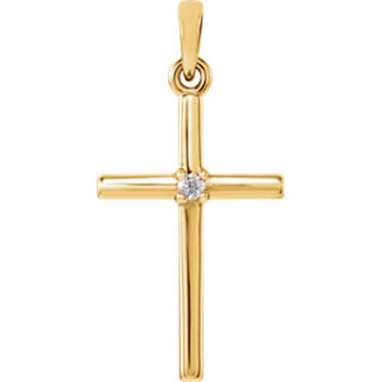 R42326:105:P 14kt Yellow .015 CTW Diamond Cross 22.65x11.4mm Pendant