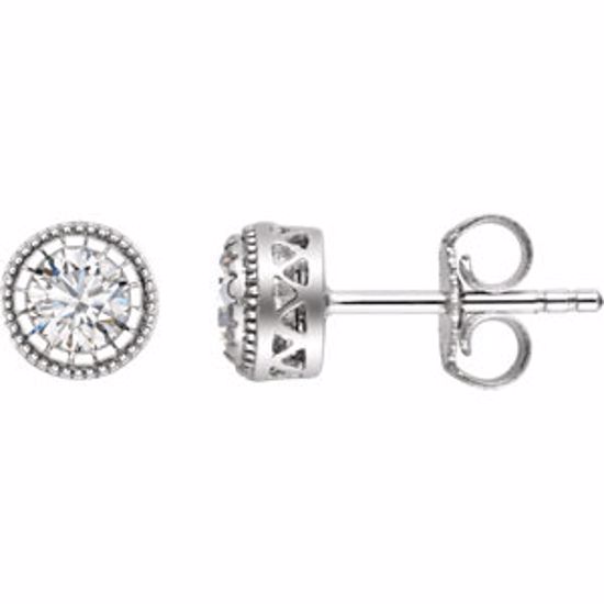 651610:138:P 14kt White White Sapphire "April" Birthstone Earrings