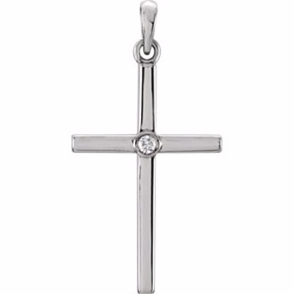 R42325:116:P Platinum .02 CTW Diamond Cross 26.55x13.75mm Pendant  