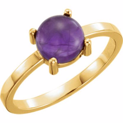 71686:6003:P 14kt Yellow 7mm Round Amethyst Cabochon Ring