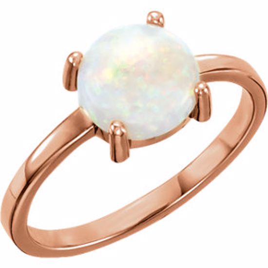 71686:6008:P 14kt Rose 8mm Round Opal Cabochon Ring