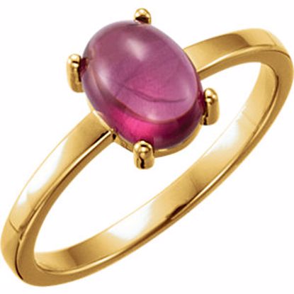 71686:6015:P 14kt Yellow 8x6mm Oval Rhodolite Garnet Cabochon Ring