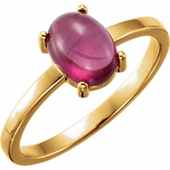 71686:6015:P 14kt Yellow 8x6mm Oval Rhodolite Garnet Cabochon Ring