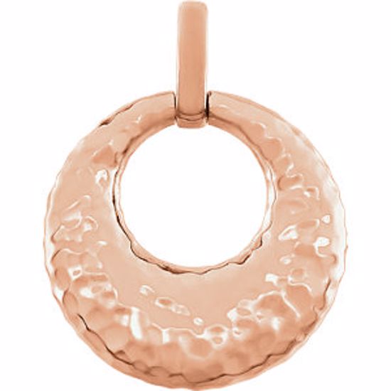 86106:1002:P 14kt Rose Hammered Circle Pendant 