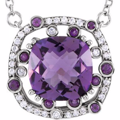 86110:601:P 14kt White Amethyst & 1/6 CTW Diamond 18" Necklace 