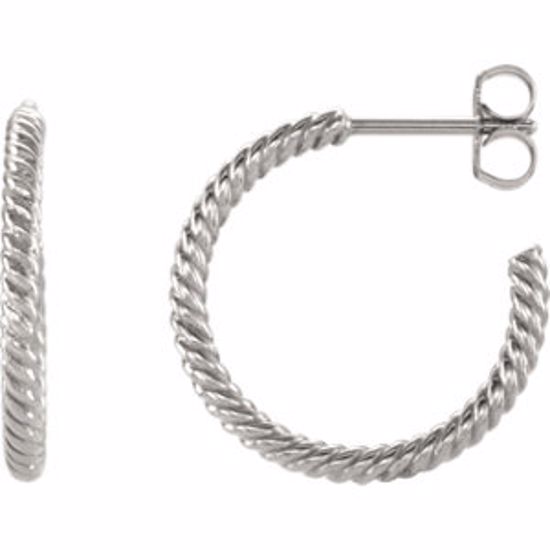 86111:104:P Continuum Sterling Silver 17mm Rope Design Hoop Earrings