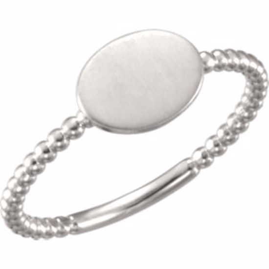 51403:1001:P 14kt Yellow Oval Engravable Beaded Ring