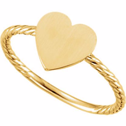51410:1001:P 14kt Yellow Heart Engravable Rope Ring 