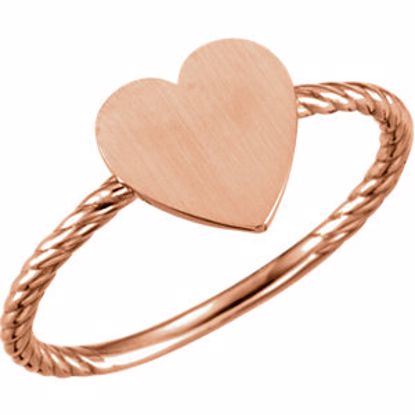 51410:1003:P 14kt Rose Heart Engravable Rope Ring 