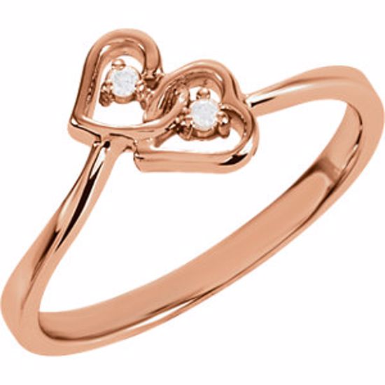 60364:60000:P 14kt Rose .02 CTW Diamond Double Heart Ring