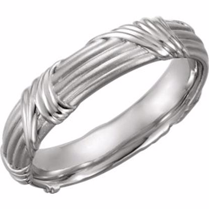 51362:270:P Platinum 6mm Sculptural Design Band Size 10