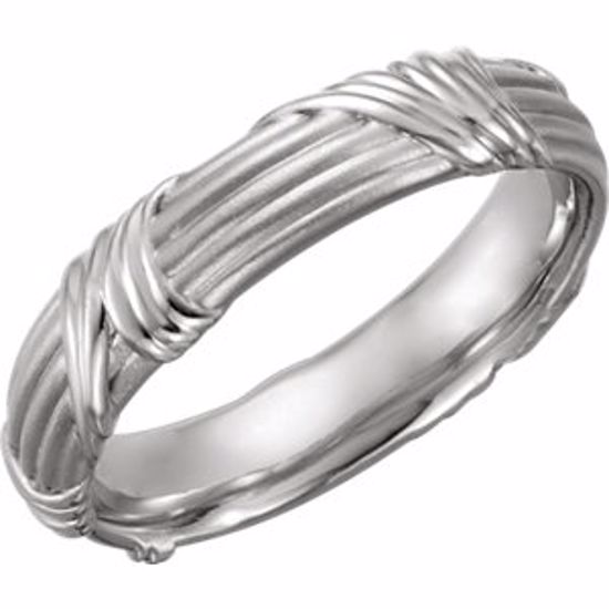 51362:290:P Platinum 6mm Sculptural Design Band Size 11.5