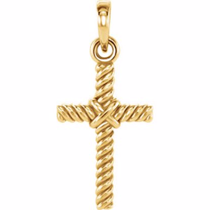 R42327:1001:P 14kt Yellow 18.9x8.65mm Rope Design Cross Pendant