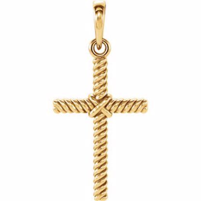 R42327:1005:P 14kt Yellow 23.8x11.35mm Rope Design Cross Pendant