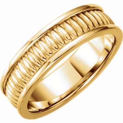 51334:129:P 14kt Yellow 7mm Design Band Size 9