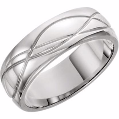 51338:115:P Platinum 8mm Grooved Design Band Size 6.5
