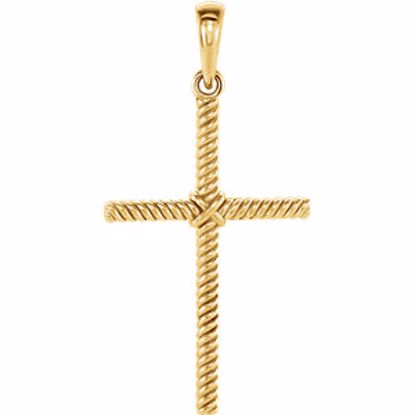 R42327:1009:P 14kt Yellow 31.95x16.25mm Rope Design Cross Pendant