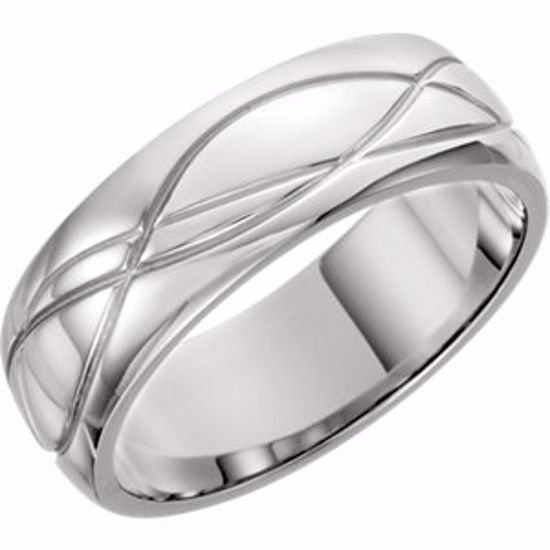 51338:137:P Platinum 8mm Grooved Design Band Size 8.5