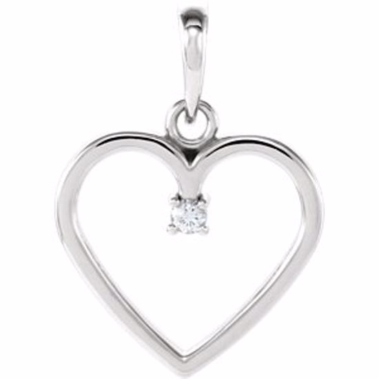 85895:108:P 14kt White .025 CTW Diamond Heart Pendant