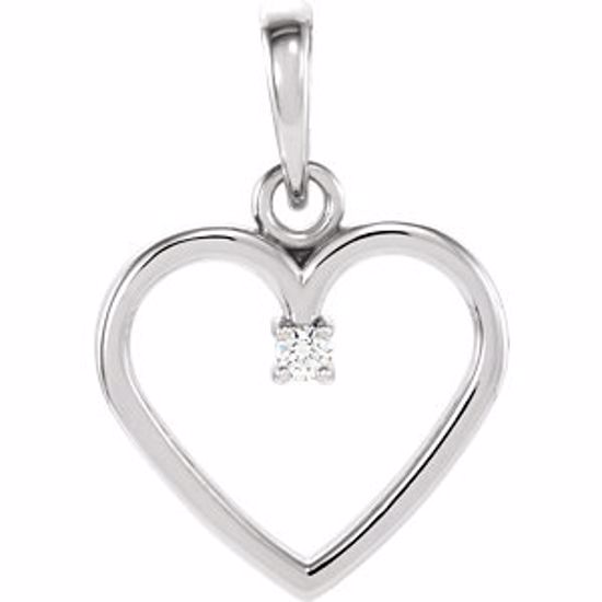 85895:6001:P 14kt White .02 CTW Diamond Heart Pendant