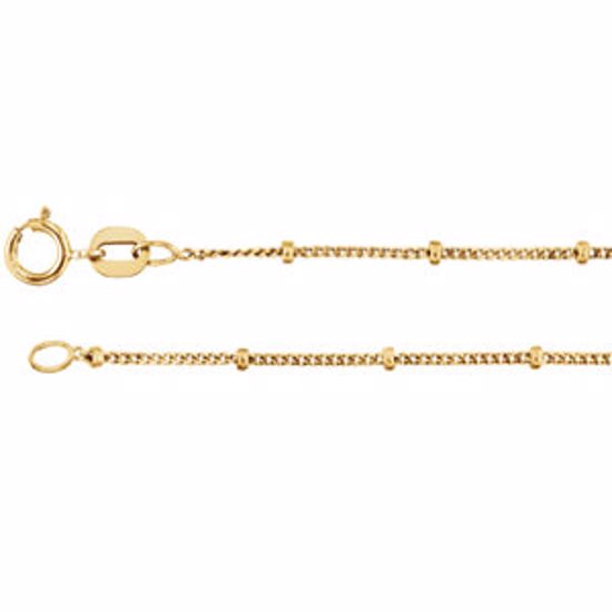 CH228:1001:P 14kt Yellow 1mm Solid Beaded Curb 18" Chain
