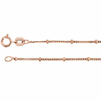 CH228:1004:P 14kt Rose 1mm Solid Beaded Curb 16" Chain

