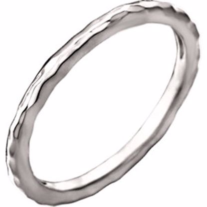 51376:1000:P 14kt White Hammered Stackackable Ring Size 7