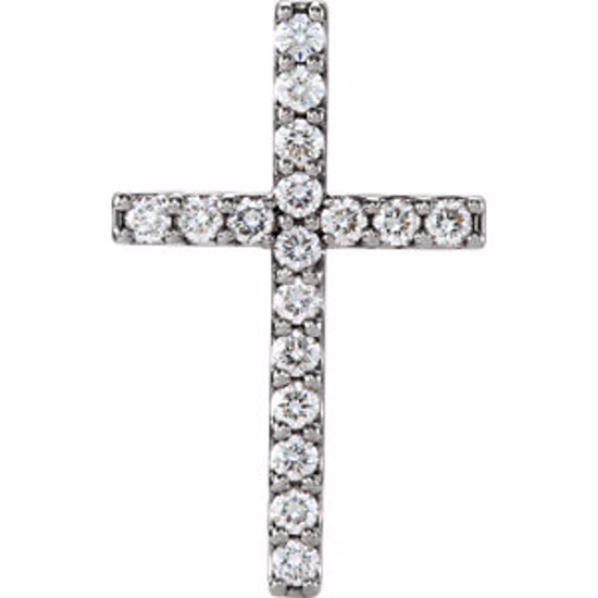 R42157:6001:P 14kt White 1/2 CTW Petite Diamond Cross Pendant