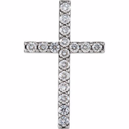 R42157:6005:P 14kt White 1 CTW Petite Diamond Cross Pendant